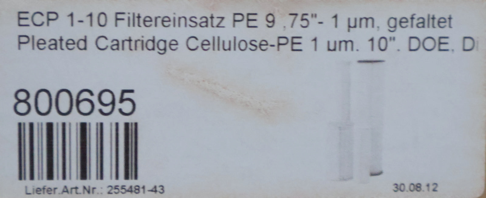 Bild des Artikels Wasserfilter-gefaltet-ECP1-10-PE-1µm-255481-43-unbenutzt-in-OVP