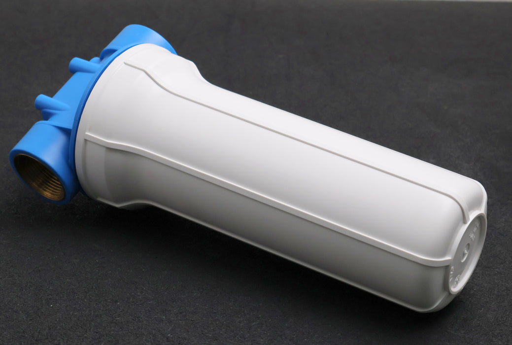 Bild des Artikels Filtergehäuse-Länge-10''-Messinganschlüsse-1-1/4''-Filtertasse-weiß-unbenutzt