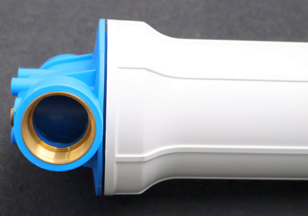 Bild des Artikels Filtergehäuse-Länge-10''-Messinganschlüsse-1-1/4''-Filtertasse-weiß-unbenutzt