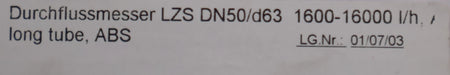 Bild des Artikels Durchflussmesser-aus-Kunststoff-LZS-50-Messbereich-1,6-16m³/h-Medium:-Wasser