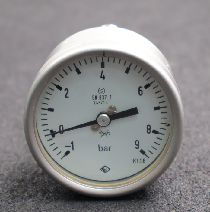 Bild des Artikels MW-Edelstahl-Vakuum-Manometer--1-bis-9bar-Cl.-1.6-Ø-65mm-Gewinde-1/2"-gebraucht