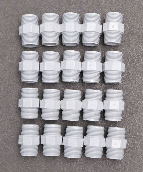 Bild des Artikels COMER-20x-Doppelnippel-mit-Außengewinde-3/8''-PVC-unbenutzt