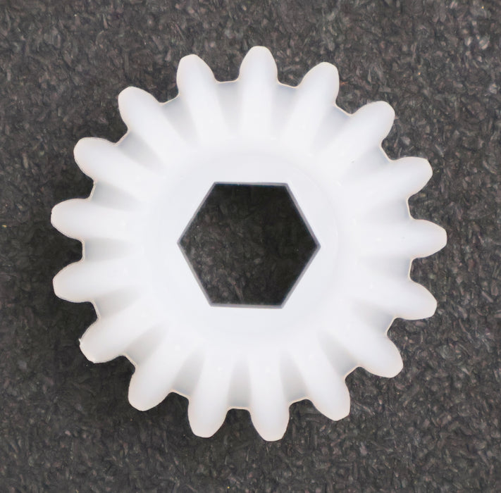 Bild des Artikels 5x-Kunststoff-Kegelstirnrad-Modul-3-GesamtØ-44mm-Zähnezahl-Z=-17-Material-PVDF