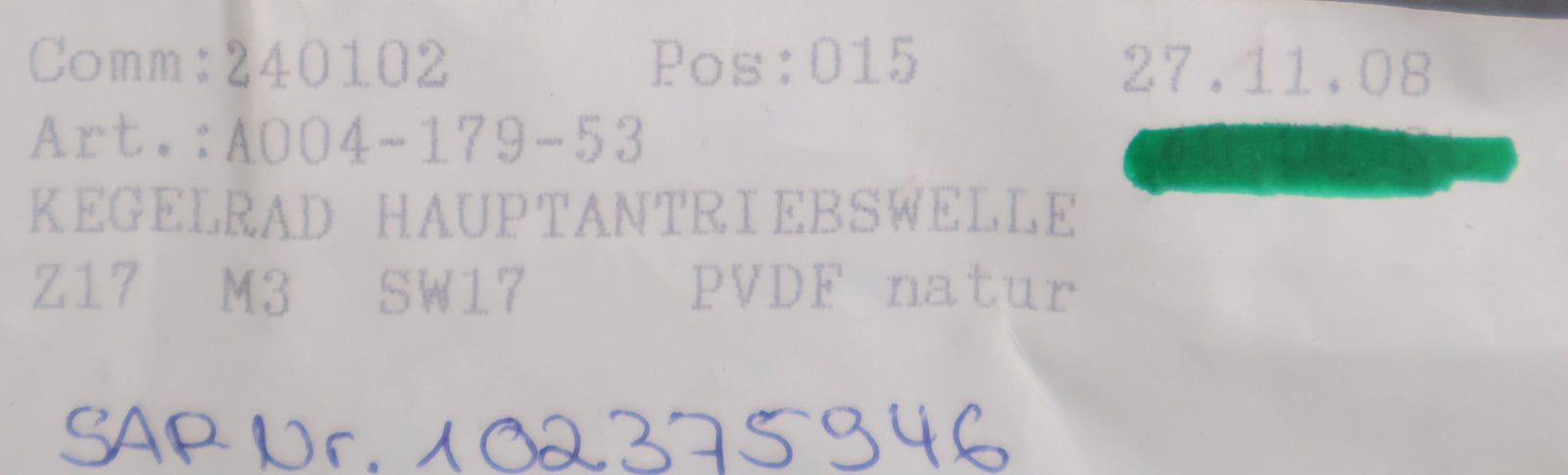 Bild des Artikels 5x-Kunststoff-Kegelstirnrad-Modul-3-GesamtØ-44mm-Zähnezahl-Z=-17-Material-PVDF