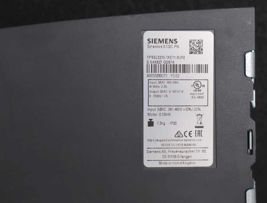 Bild des Artikels SIEMENS-SINAMICS-G-120C-PN-Frequenzumrichter-6SL3210-1KE11-8UF2
