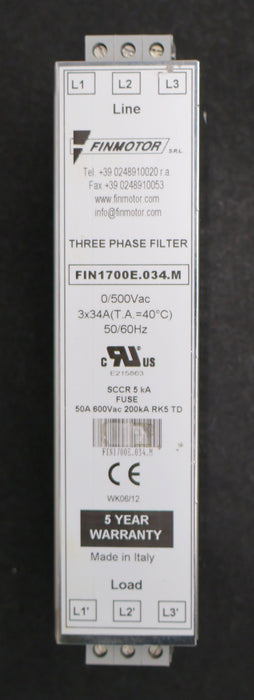 Bild des Artikels FINMOTOR-3-Phasen-Filter-FIN1700E.034.M-0/500VAC-3x34A-50/60Hz-gebraucht
