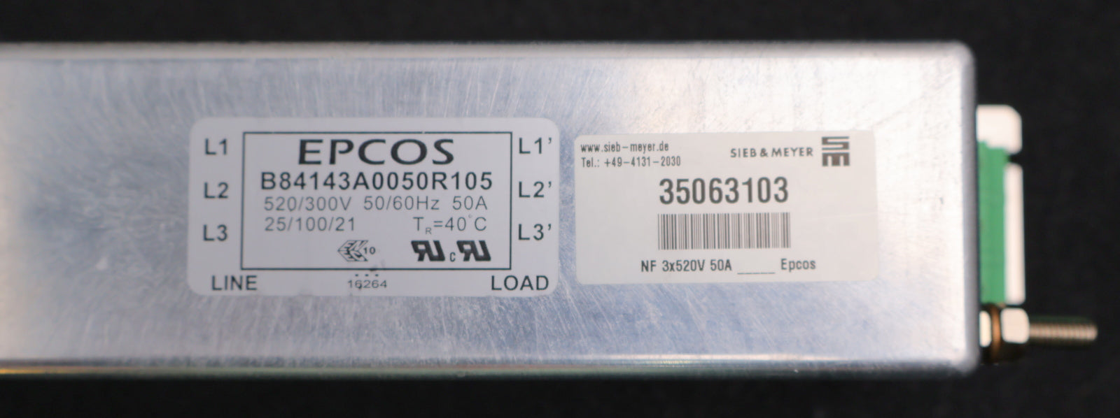 Bild des Artikels EPCOS-Netzfilter-B84143A0050R105-520/300V-50/60Hz-50A-gebraucht