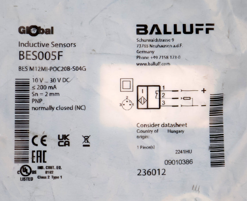 Bild des Artikels BALLUFF-Induktive-Näherungsschalter-BES-M12MI-POC20B-S04G-10-30VDC-200mA