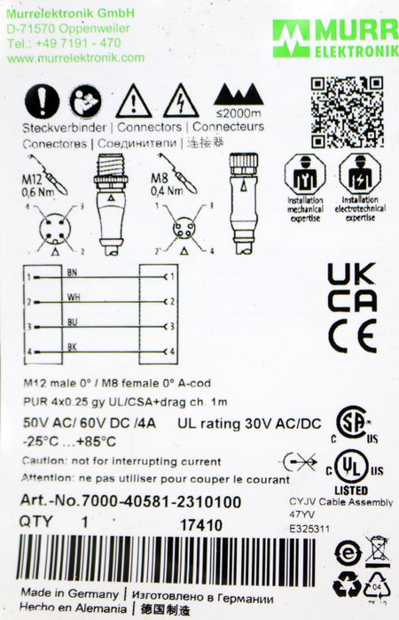 Bild des Artikels MURRELEKTRONIK-2x-Konfektioniertes-Sensor-Aktor-Kabel-ArtNr.:-7000-40581-2310100