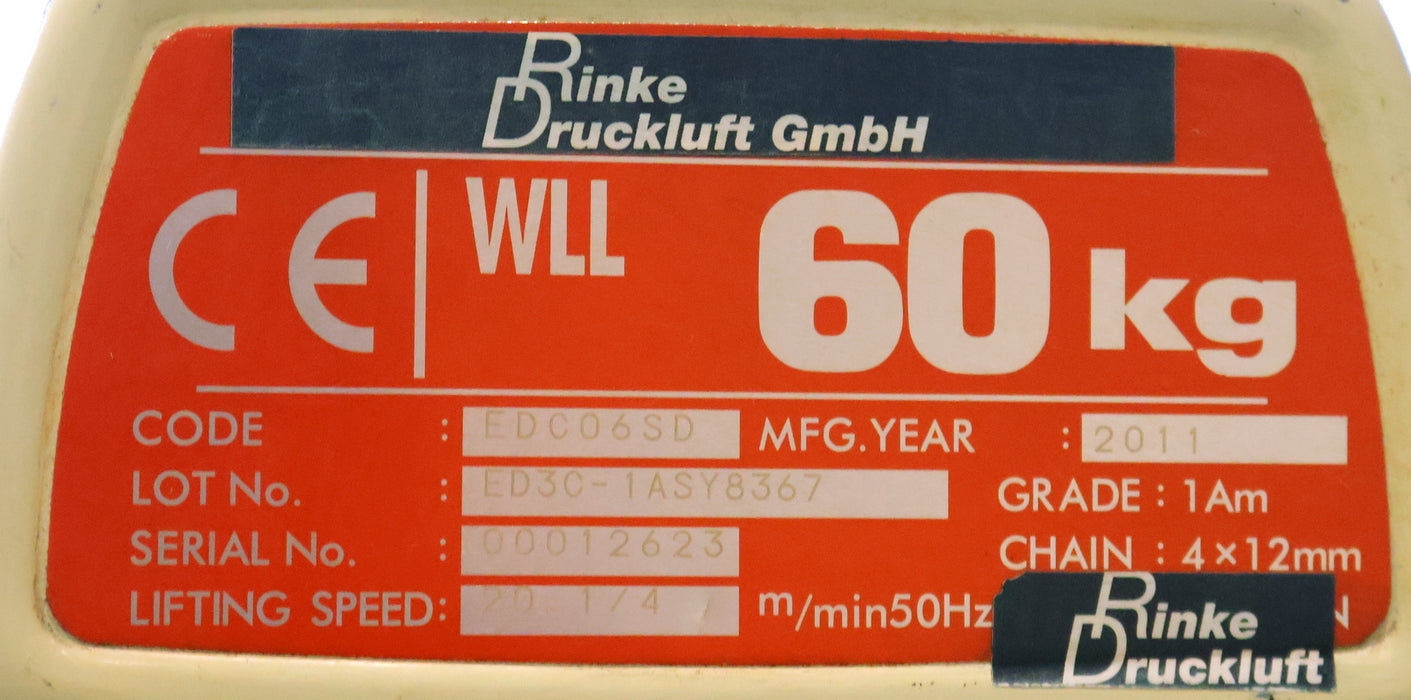 Bild des Artikels RINKE-DRUCKLUFT-Elektrokettenzug-WILL-60kg-CODE-EDC06SD-Tragfähigkeit-60kg