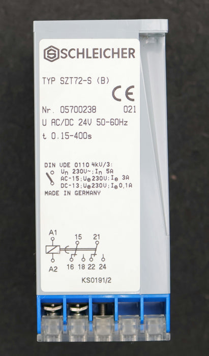 Bild des Artikels SCHLEICHER-Zeitrelais-Typ-SZT72-S-Nr.-05700238-24VAC/-DC-50-60Hz-0,15-400s