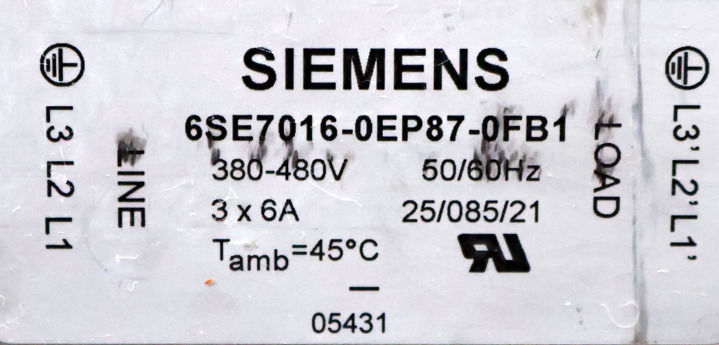 Bild des Artikels SIEMENS-Entstörfilter-6SE7016-0EP87-0FB1-380-480V-50/60Hz-3x-6A-gebraucht