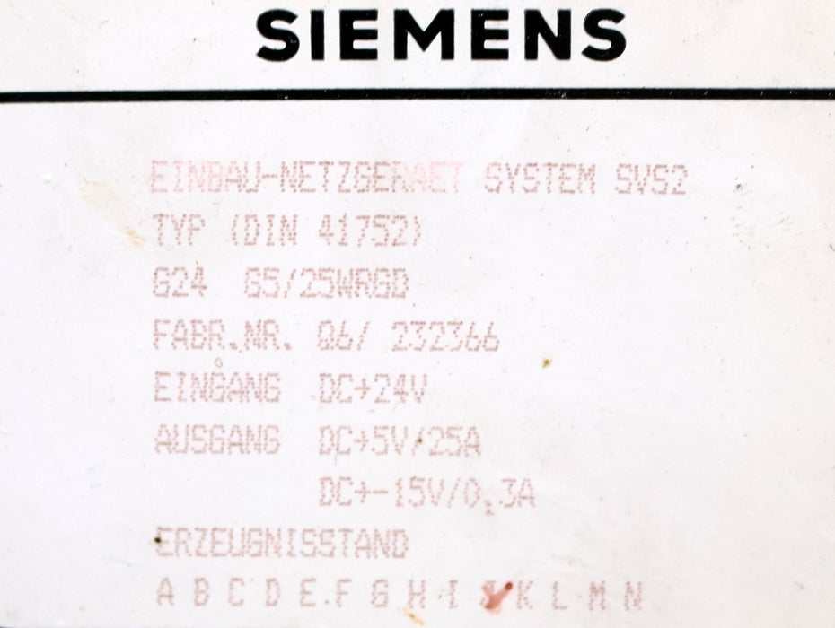 Bild des Artikels SIEMENS-SINUMERIK-3M-Stromversorgung-6EV3054-0FC-E.Stand-J-24VDC-5VDC/25A
