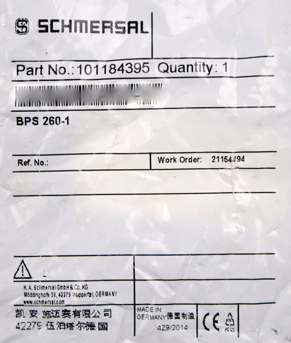 Bild des Artikels SCHMERSAL-Magnetischer-Sicherheits-Sensor-BPS-260-1-Part.No.-101184395-unbenutzt