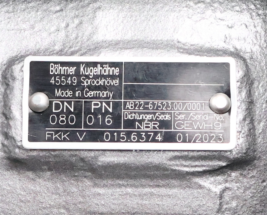 Bild des Artikels BÖHMER-KUGELHÄHNE-Kugelhahn-FKK-V-015.6374-DN080-PN16-Einbaulänge-175mm