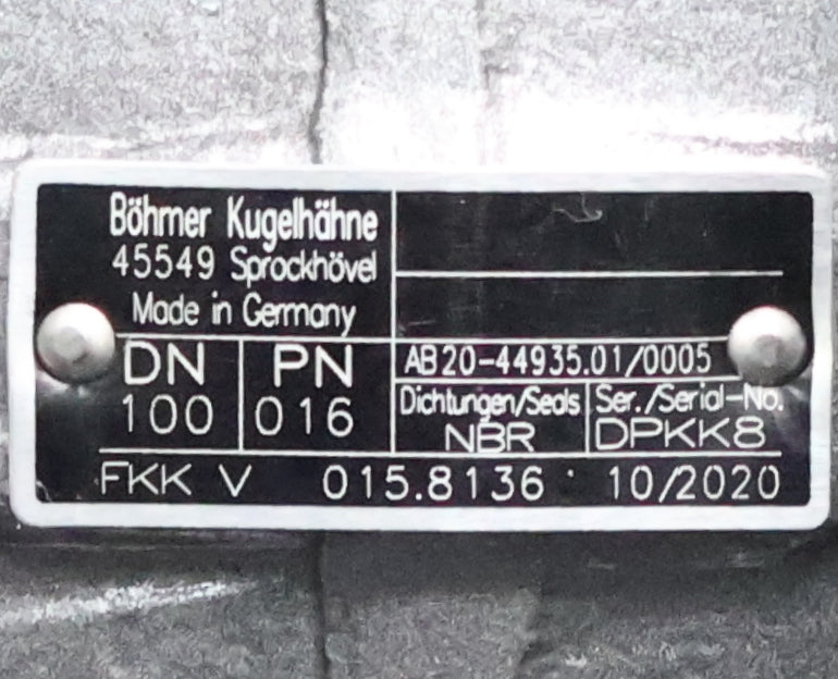 Bild des Artikels BÖHMER-KUGELHÄHNE-Kugelhahn-FKK-V-015.8136-DN100-PN16-Einbaulänge-185mm