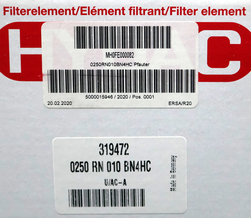 Bild des Artikels HYDRAC-Filterelement-319472-0250-RN-010-BN4HC-unbenutzt-in-OVP