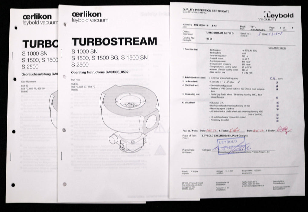 Bild des Artikels OERLIKON-LEYBOLD-Schnelldrehender-Gasverdichter-Turbostream-S-2700-G-Nr.-120-00