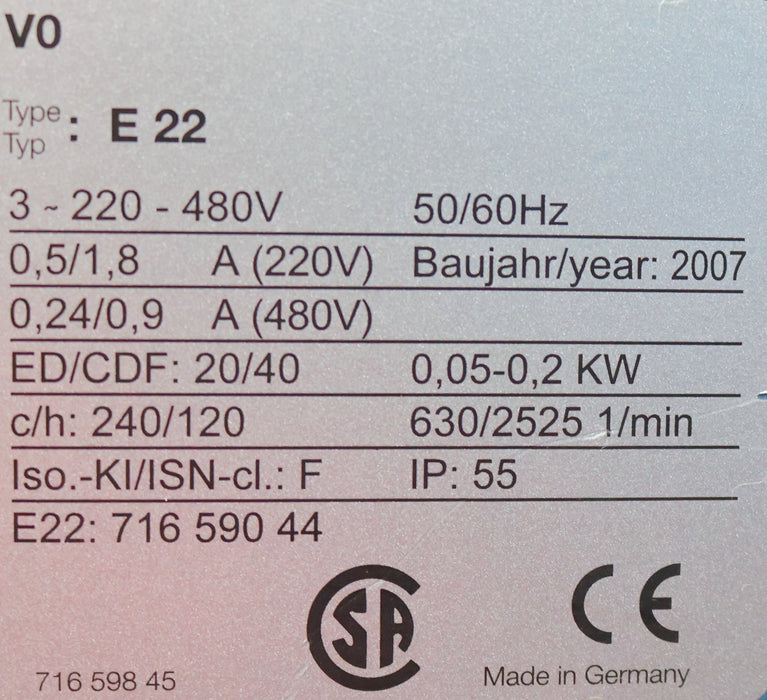 Bild des Artikels DEMAG-Fahrantrieb-Typ-E22-Id.Nr.-71659044-220VAC-0,5/1,8A-480VAC-0,24/0,9A