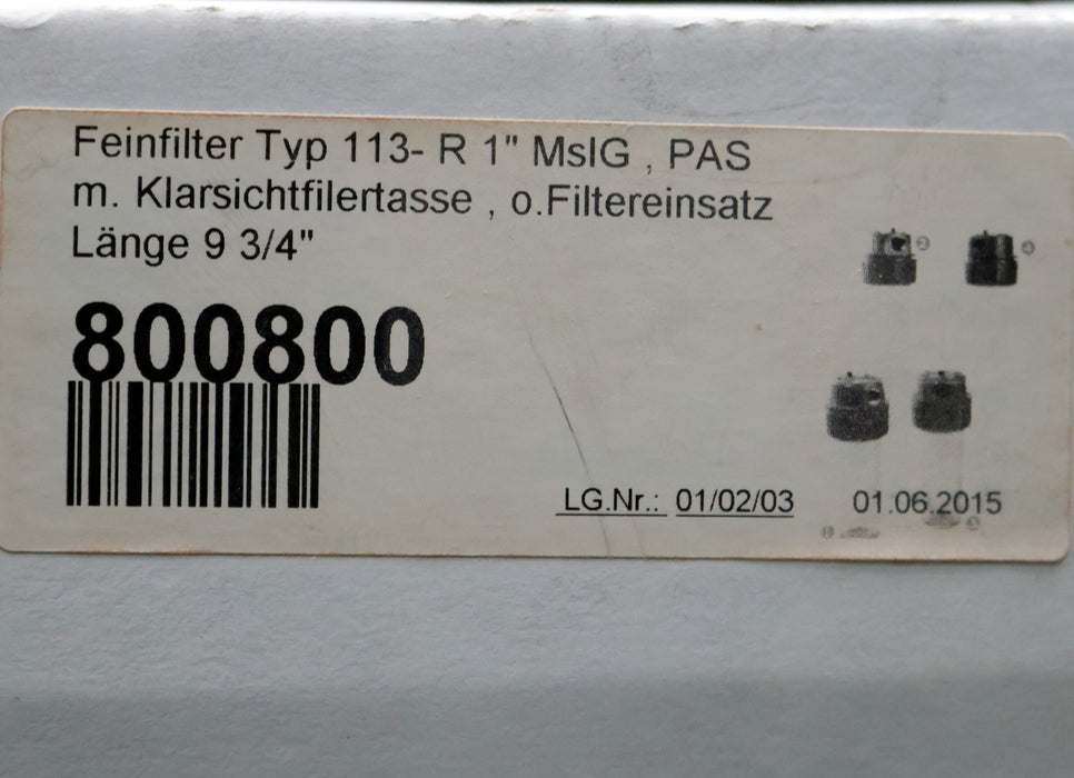 Bild des Artikels BKG-Feinfiltergehäuse-Typ-113-R-1''-Art.Nr.-800800-Länge-9-3/4''-unbenutzt-OVP