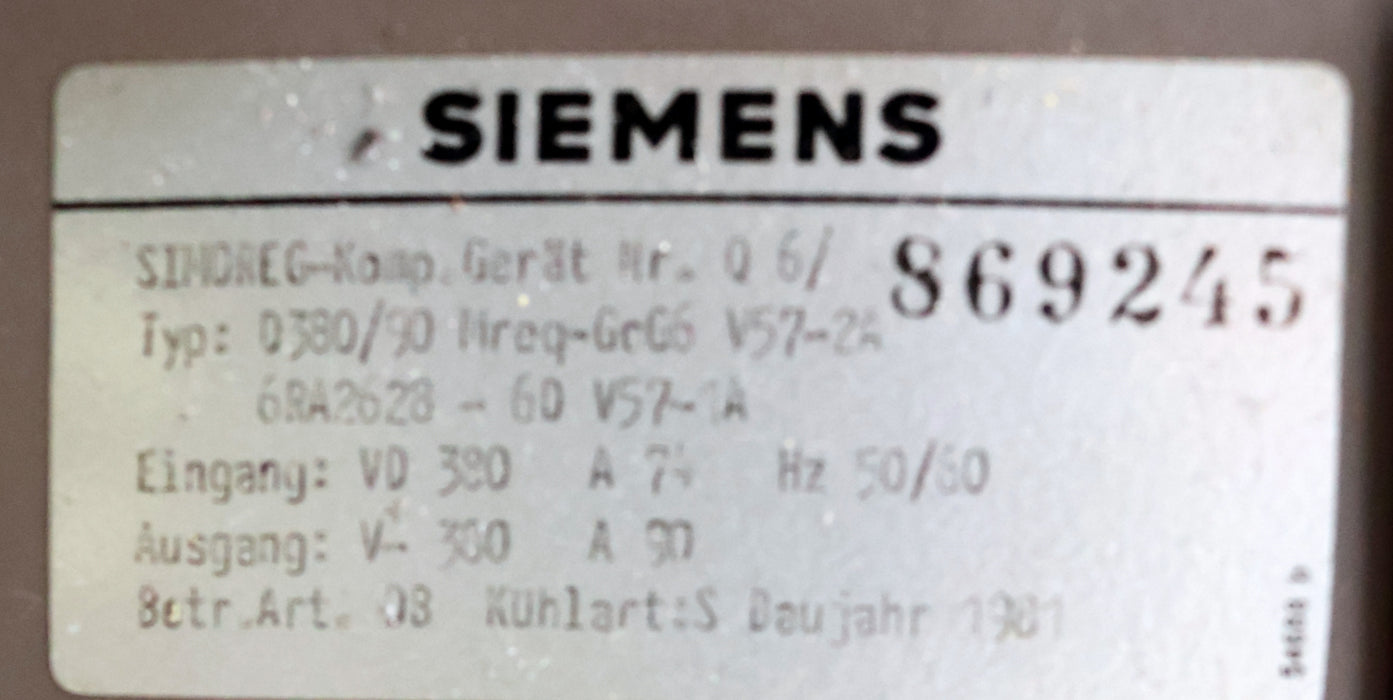 Bild des Artikels SIEMENS-SIMOREG-Kompaktgerät-6RA2628-6DV57-1A-0380/90-Mreq-GcG6V57-2A-geprüft!