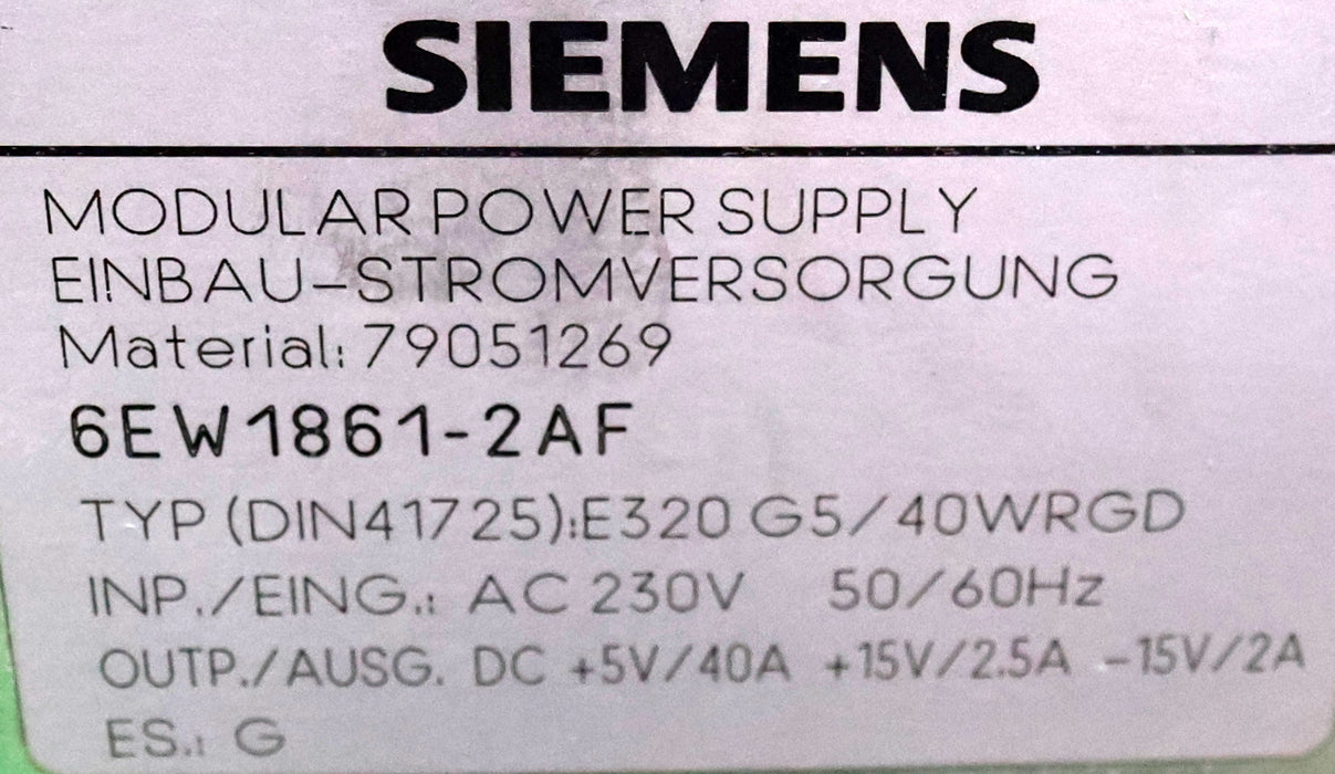 Bild des Artikels SIEMENS-Einbau-Stromversorgung-6EW1861-2AF-230VAC-50/60Hz-E.Stand:-G-geprüft!