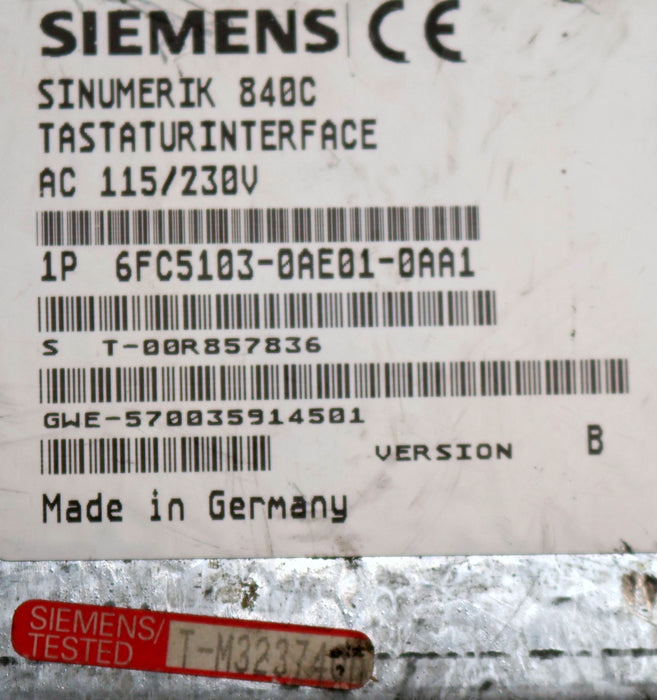 Bild des Artikels SIEMENS-SINUMERIK-840-C-Tastaturinterface-6FC5103-0AE01-0AA1-115/230VAC