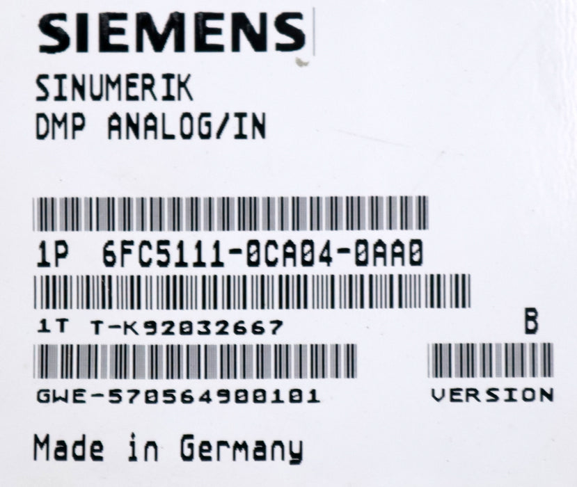Bild des Artikels SIEMENS-SINUMERIK-DMP-Analog-/-IN-6FC5111-0CA04-0AA0-Version-B-gebraucht