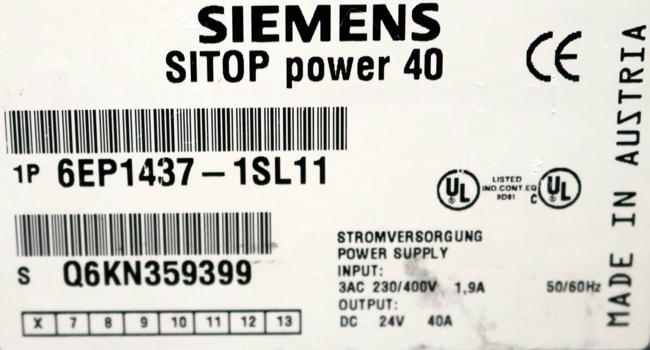 Bild des Artikels SIEMENS-SITOP-power-40-Stromversorgung-6EP1437-1SL11-E-Stand:-6-gebraucht