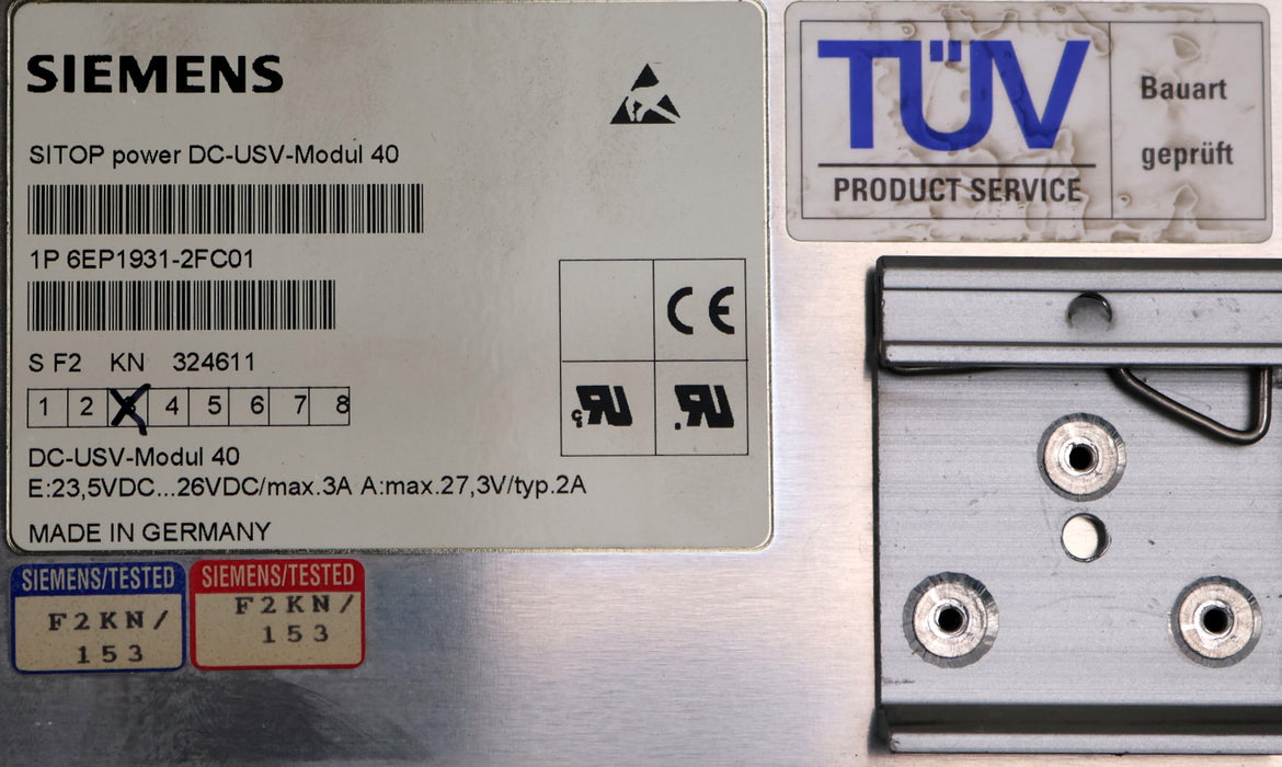Bild des Artikels SIEMENS-SITOP-power-DC-USV-Modul-40-6EP1931-2FC01-23,5…26VDC-3A-E-Stand:-3