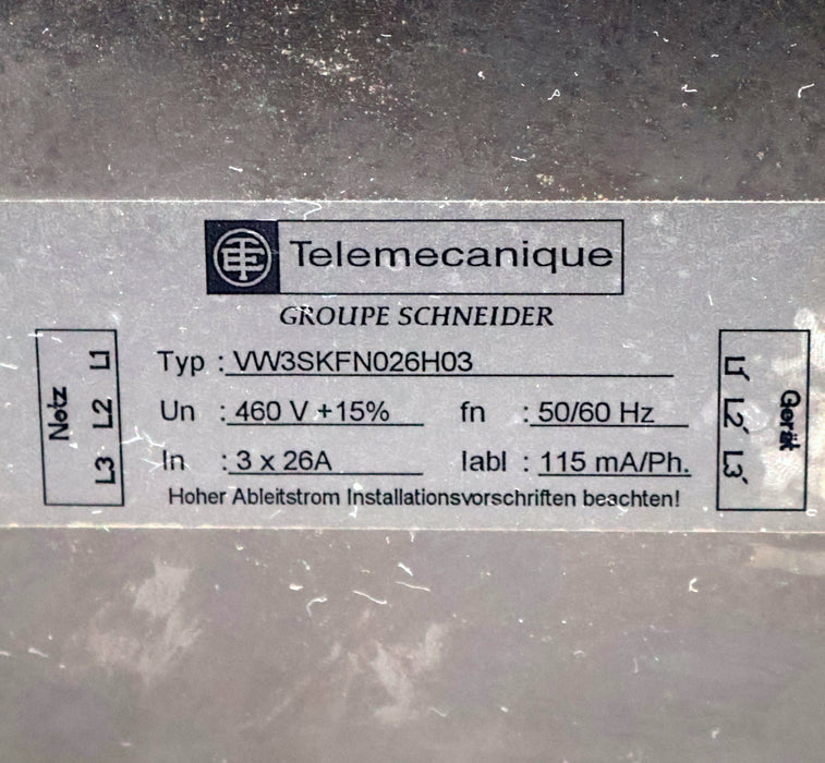 Bild des Artikels TELEMECANIQUE-Netzfilter-Typ:-VW3SKFN026H03-460V-50/60Hz-26A-115mA/Ph.