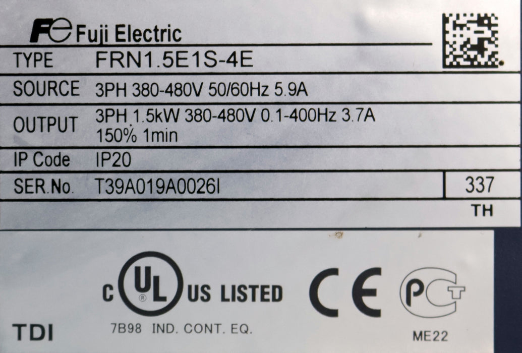 Bild des Artikels FUJI-ELECTRONIC-Umrichter-Type-FRN1.5E1S-4E-1,5kW-380-480V-0,1-400Hz-3,7A-IP20