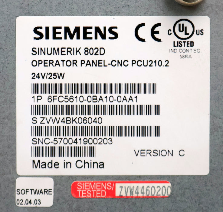 Bild des Artikels SIEMENS-SINUMERIK-802D-Operator-Panel-CNC-PCU210.2-6FC5610-0BA10-0AA01-24V/25W
