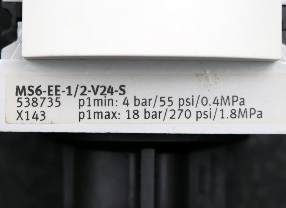 Bild des Artikels FESTO-Einschaltventil-MS6-EE-1/2-V24-S-Mat.Nr.-538735-min.-4bar-55psi-0,4MPa