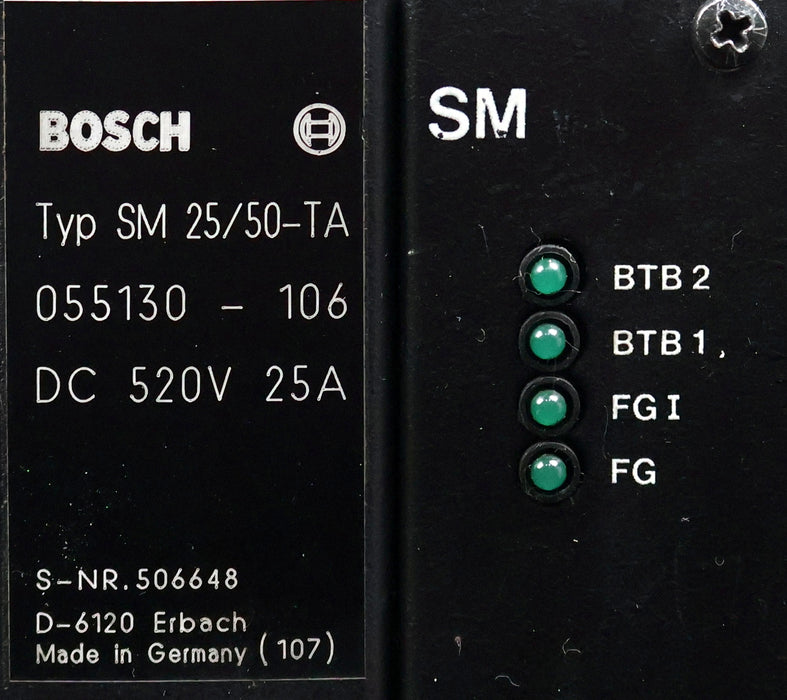 Bild des Artikels BOSCH-Servomodul-Typ-SM-25/50-TA-055130-106-520VDC-25A-ohne-Prüfkarte-gebraucht