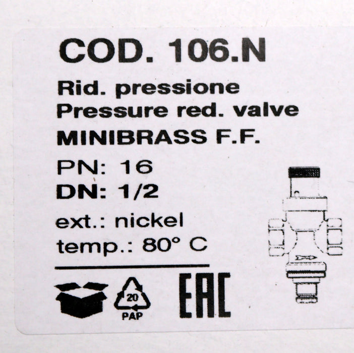 Bild des Artikels MINIBRASS-F.F.-Wasserdruckminderer-COD.-106.N-16PN-1/2DN-80°C-unbenutzt