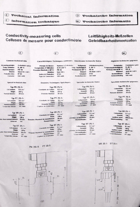 Bild des Artikels Leitfähigkeits-Meßzellen-Typ-SR25-1-Zellkonstante-0,1cm⁻¹-Überwurfmutter-1-1/4''