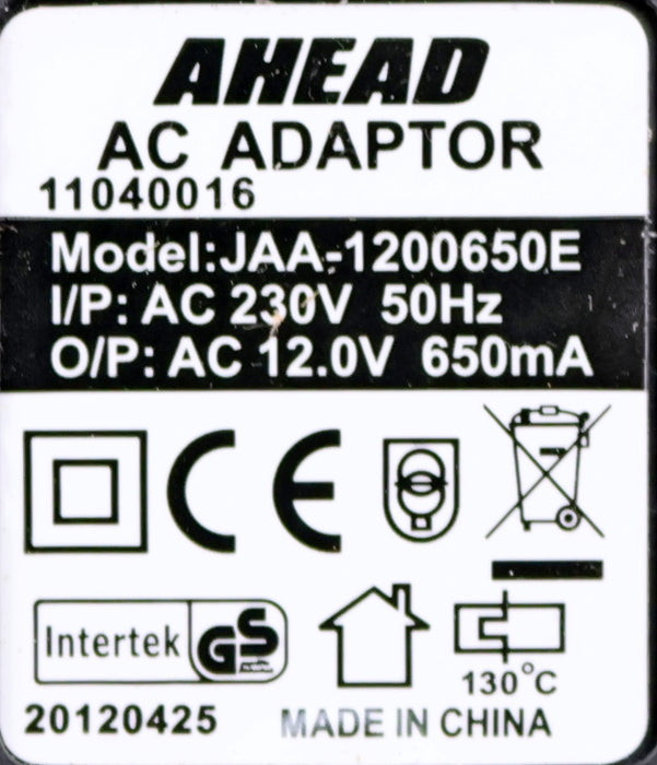 Bild des Artikels AHEAD-7x-AC-Netzteil-Adapter-JAA-1200650E-Input:-230VAC-50Hz-Output-12VDC-650mA