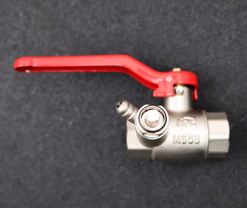 Bild des Artikels IPG-2x-Ms-Kugelhahn-mit-Entleerung-MS58-1/2''-PN20--Material-Messing-vernickelt
