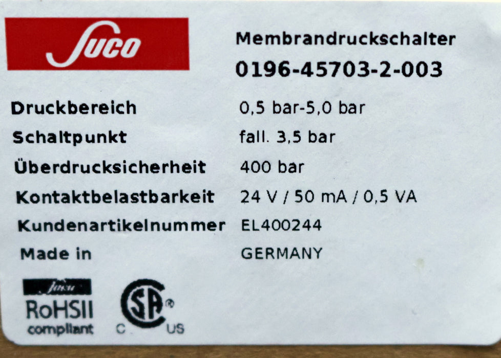 Bild des Artikels SUCO-Membrandruckschalter-0196-45703-2-003-Druckbereich-0,5-5bar