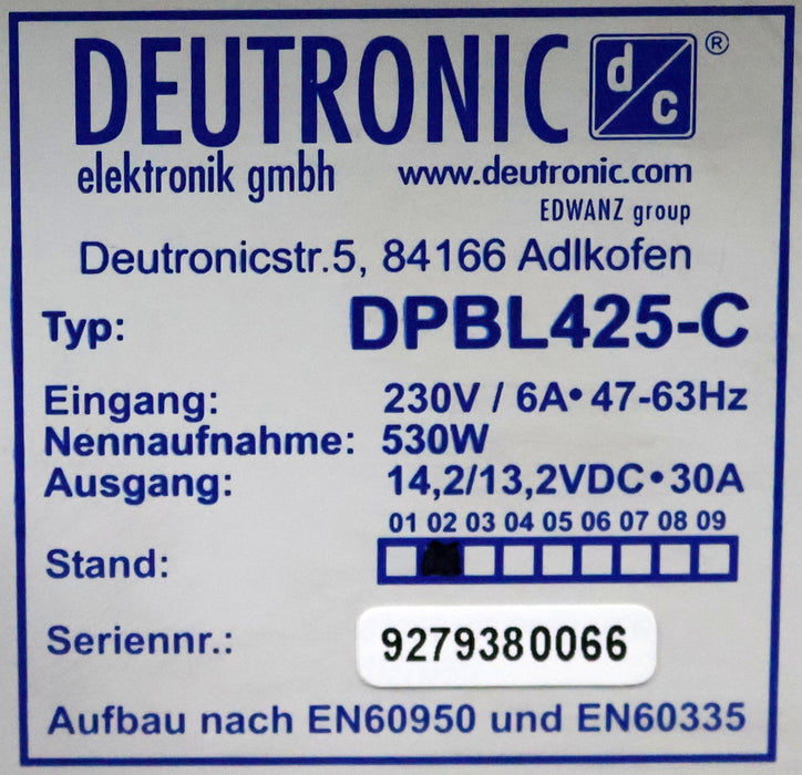 Bild des Artikels DEUTRONIC-Ladegerät-DPBL425-C-für-12V-Bleibatterien-Eingang:-230V-/-6A-/-47-63Hz