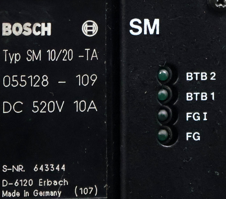 Bild des Artikels BOSCH-Servomodul-Typ-SM-10/20-TA-055128-109-520VDC-10A-mit-Prüfkarte-gebraucht