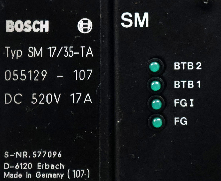 Bild des Artikels BOSCH-Servomodul-Typ-SM-17/35-T/A-055129-107-520VDC-17A-+-Prüfkarte-!-überholt-!