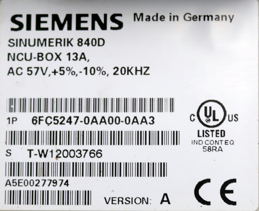 Bild des Artikels SIEMENS-SINUMERIK-840D-NCU-BOX-12A-6FC5247-0AA00-0AA3-57VAC-20KHz-Version-A