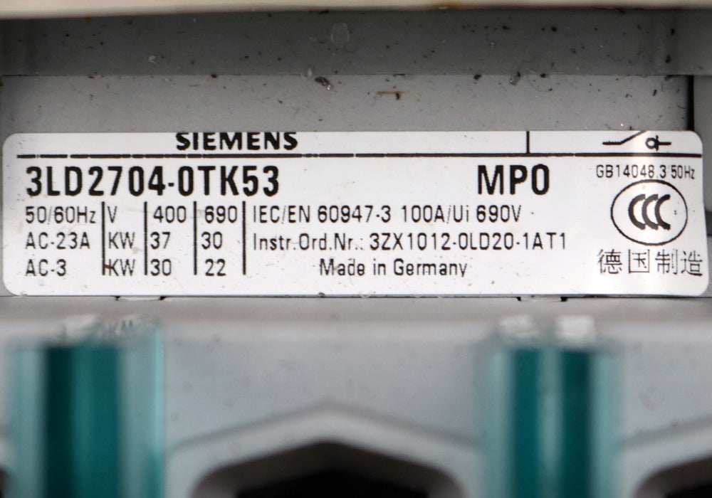 Bild des Artikels SIEMENS-Not-Aus-Schalter-3LD2704-0TK53-400/690V-50/60Hz-37/30kW-gebraucht