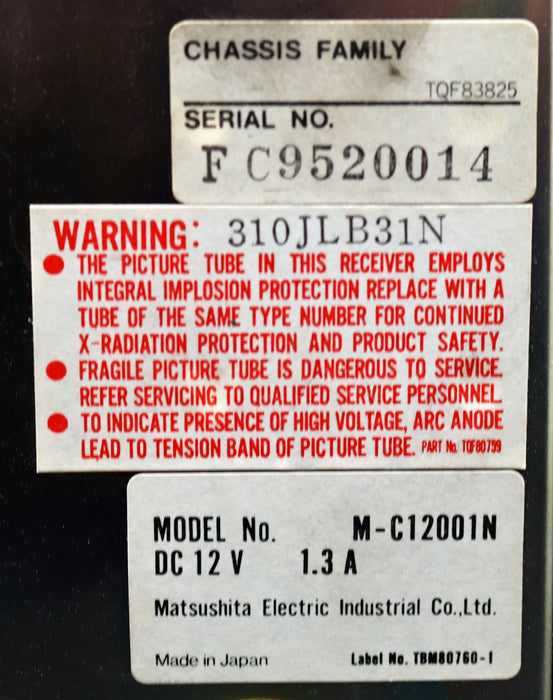 Bild des Artikels MATSUSHITA-Monitor-310JLB31N-Model.No.-M-C12001N-TY-RM22R-12VDC-1,3A-gebraucht