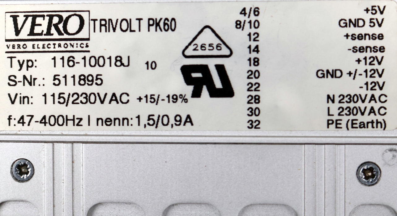Bild des Artikels VERO-Netzteil-TRIVOLT-PK60-Typ:-116-010018J-115/230VAC-47-400Hz-1,5/0,9A
