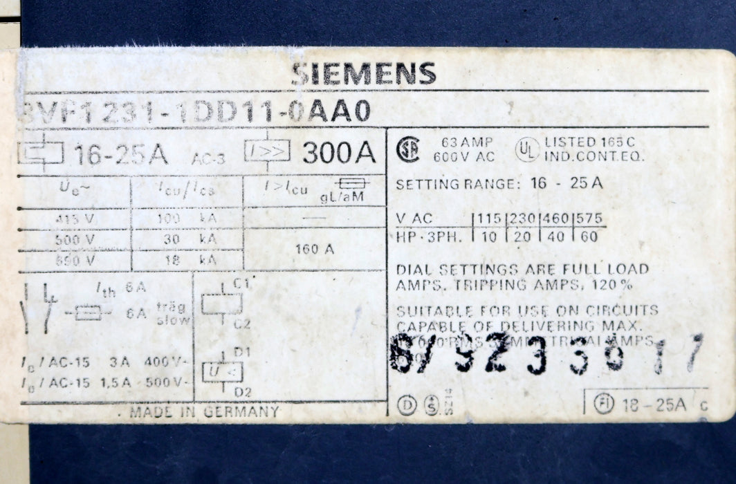 Bild des Artikels SIEMENS-Lasttrennschalter-3VF1231-1DD11-0AA0-16-25A-300A-gebraucht