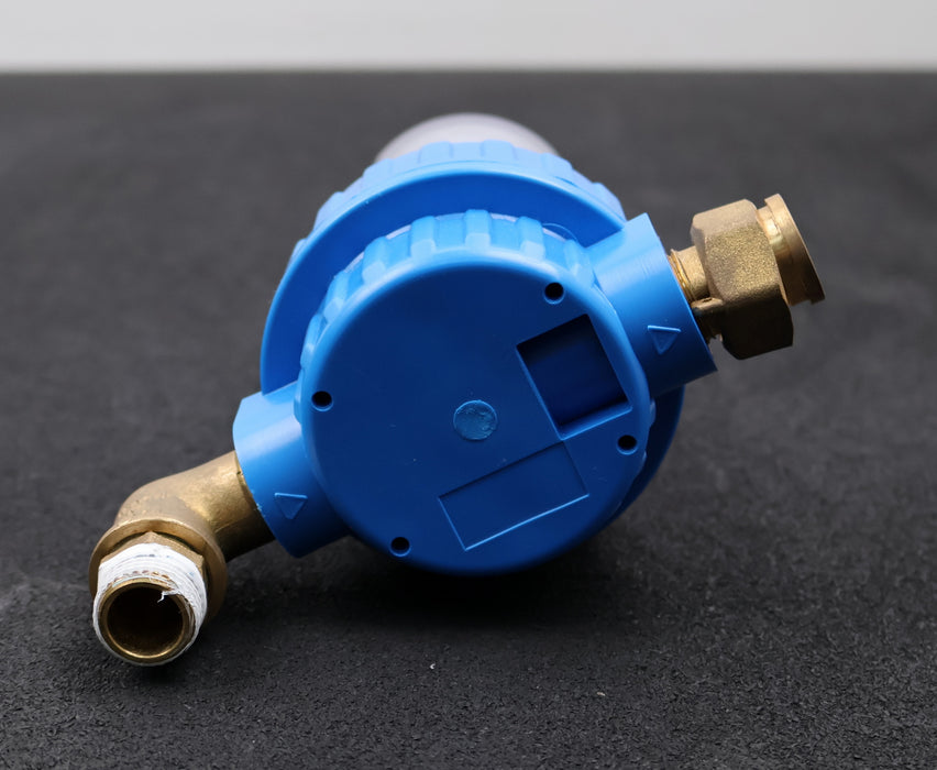 Bild des Artikels Filtergehäuse-5"-Messing-Anschlüsse-3/4''-IG1-+-90°-Winkel-1/2''-AG-Tasse-klar