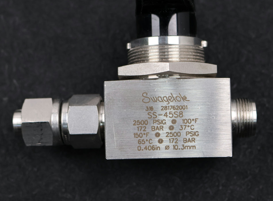 Bild des Artikels SWAGELOK-Kugelhahn-SS-45S8-aus-Edelstahl-172bar-37°C-10,3mm-gebraucht